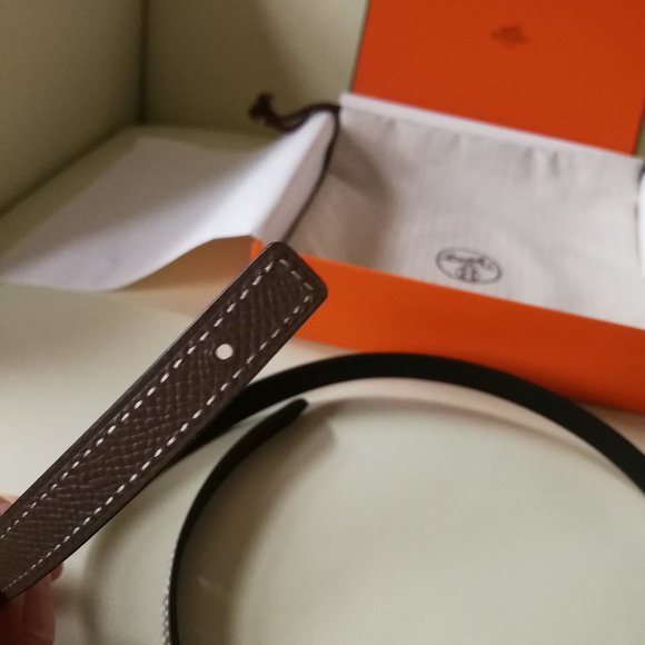 Authentic New Hermes Belt Leather Strap Reversible (no buckle) 70CM étoupe/noir - Picture 7 of 12